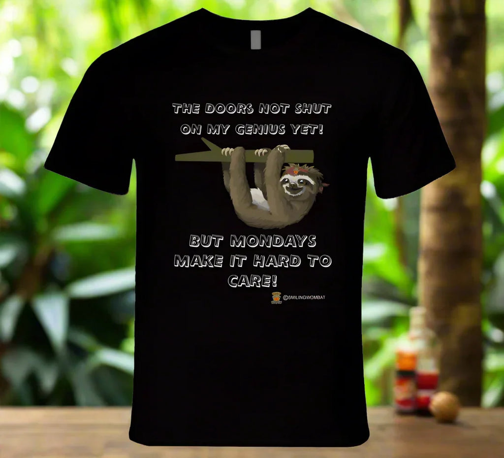 Mondays Get Me Down - Harvey's Friend the "Sloth" Black/Navy T-Shirt - Shopify