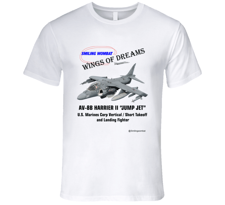 U.S. Marine Harrier - "Jump Jet" T-Shirt T-Shirt Smiling Wombat