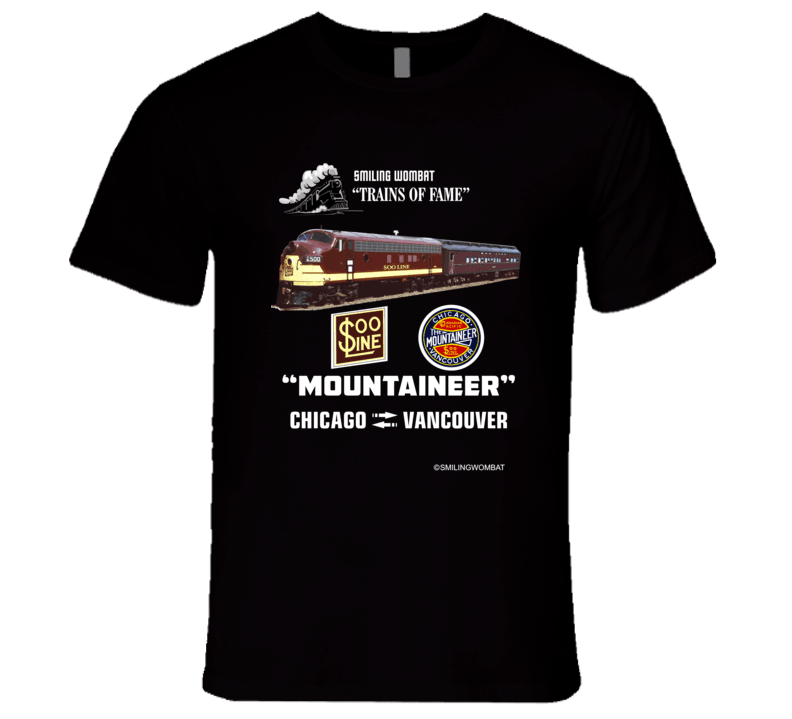 Soo Line Passenger Trains the "Mountaineer" Dark T-Shirt T-Shirt Smiling Wombat
