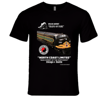 Northern Pacific Railroad History - "Main Street of the Northwest" Black/Navy T-Shirt - Smiling Wombat