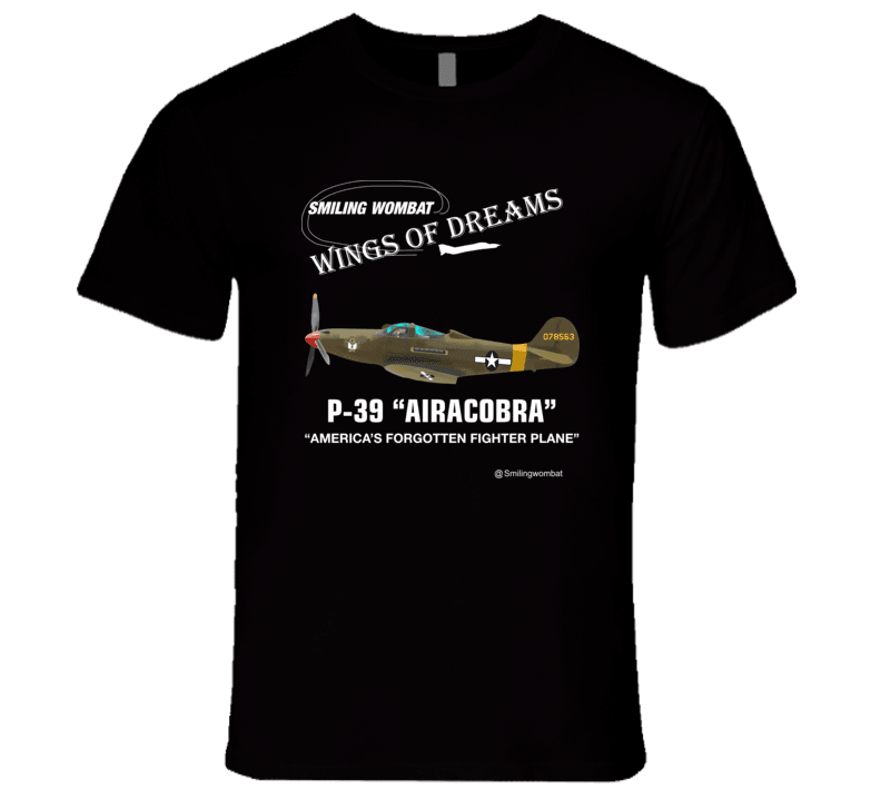 Bell P39 Airacobra - Black/Navy T-Shirt T-Shirt Smiling Wombat