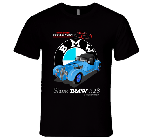 Classic BMW 328- Black/Navy T Shirt T-Shirt Smiling Wombat