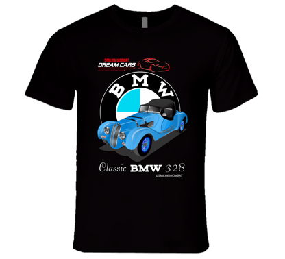 Classic BMW 328- Black/Navy T Shirt - Smiling Wombat