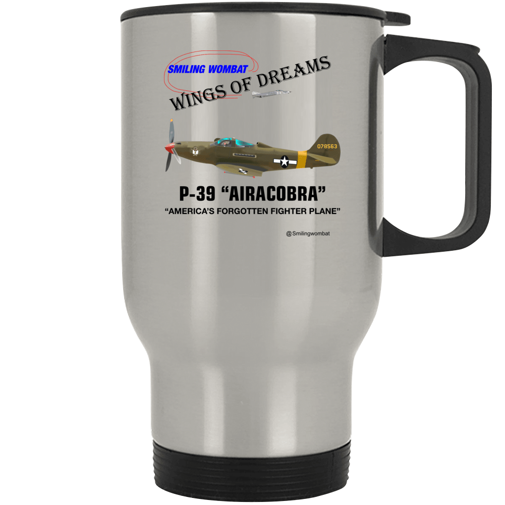 P39 Airacobra-Stainless Steel Travel Mug Mugs Smiling Wombat