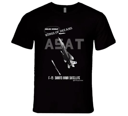 F15 Eagle Jet - "ASAT" Satellite Killer Dark T-Shirt T-Shirt Smiling Wombat