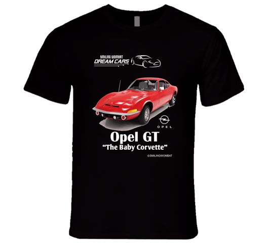 Opel GT 1900 "Baby Corvette" -Dark Colored T-Shirt T-Shirt Smiling Wombat