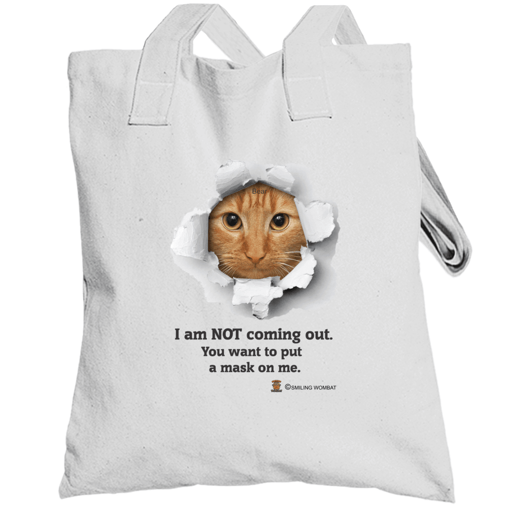 Cat in the Bag - "Won't Come Out" Tote bag Tote Bag Smiling Wombat