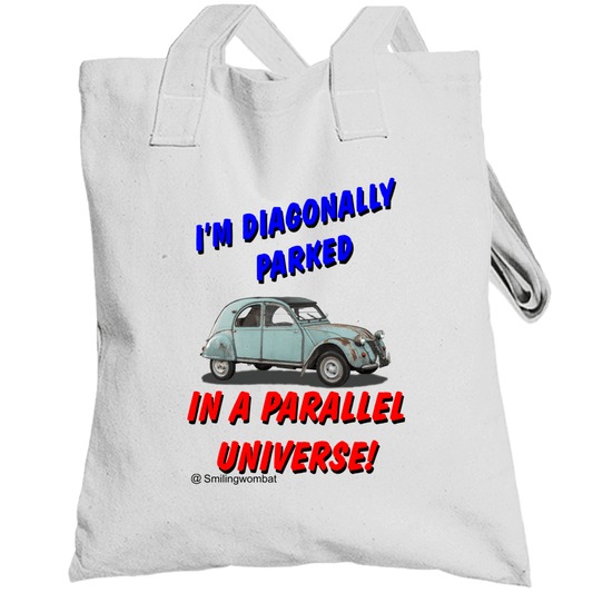 Custom Canvas Tote Bags - "Diagonally Parked" Tote bag - Smiling Wombat