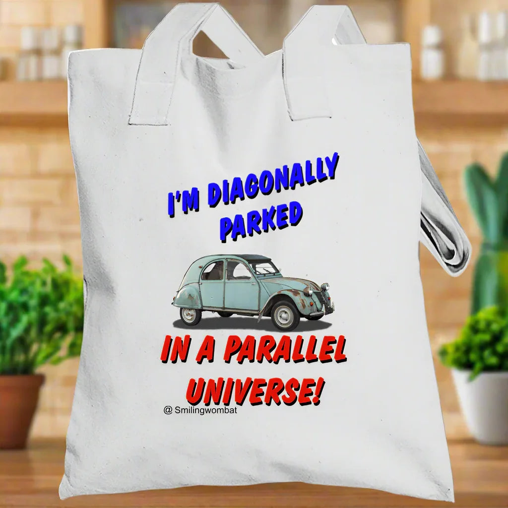 Custom Canvas Tote Bags - "Diagonally Parked" Tote bag - Shopify