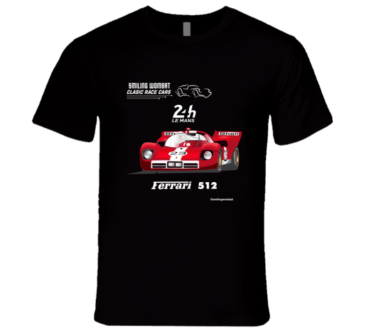 Ferrari 512S - Famous and Beautiful Le Mans Competitor T-Shirt Smiling Wombat