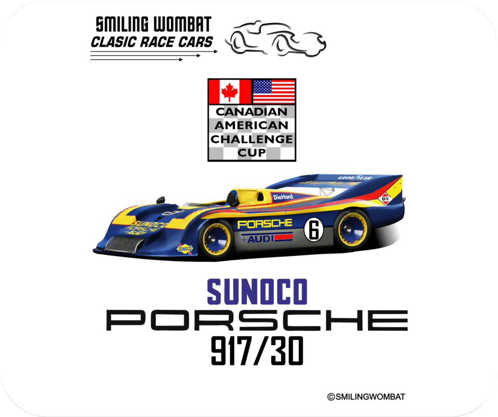 917/30 Porsche - Sunoco Can-Am Killer Porsche 917/30 - Mouse Pad Mouse Pads Smiling Wombat