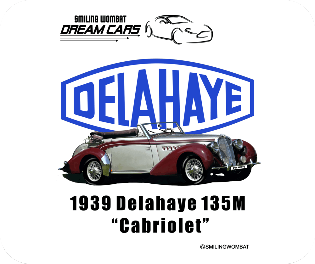 Classic Delahaye135M Cabriolet - Mouse Pad - Smiling Wombat