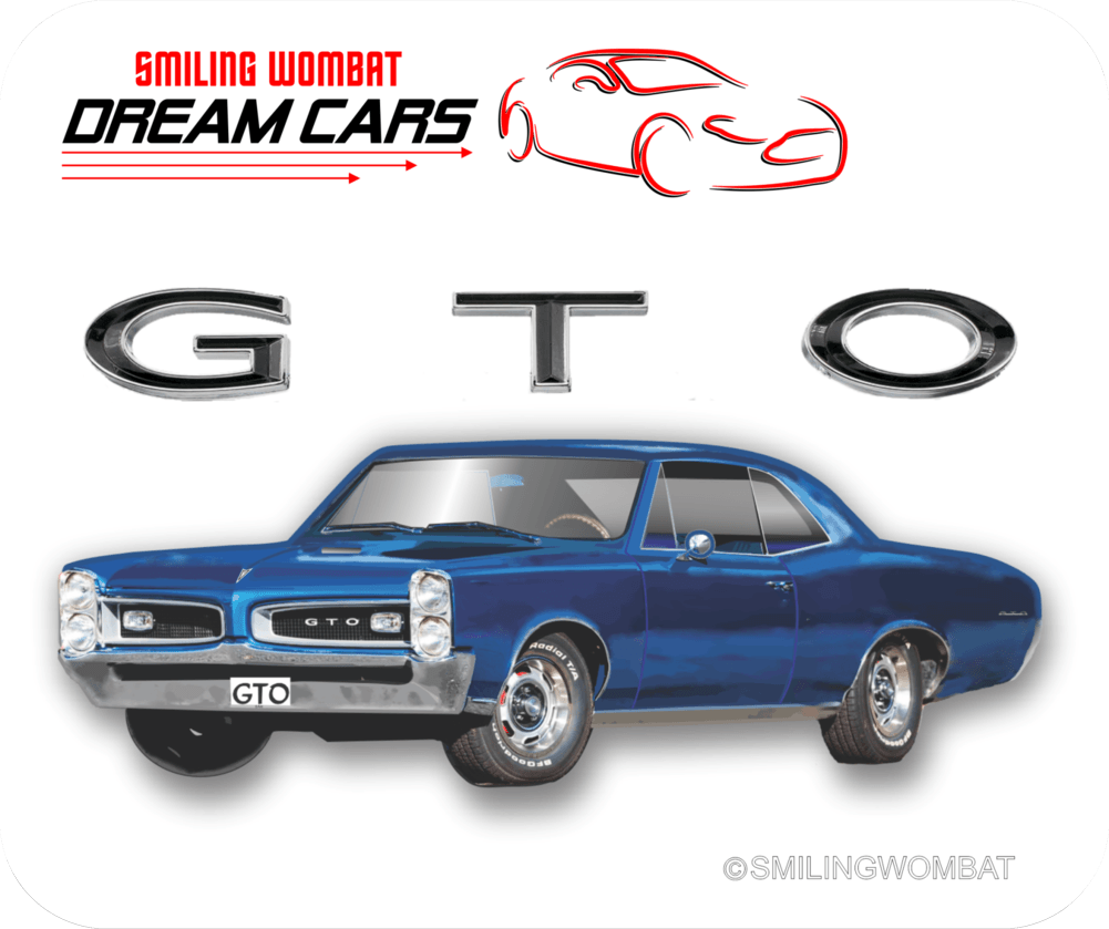 Pontiac GTO "GOAT"- Famous American Muscle Car Mousepad Mouse Pads Smiling Wombat