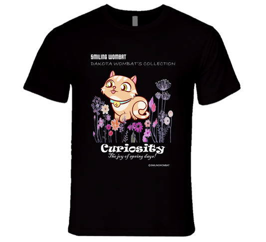 Cute Kitty - Curiosity the Joy of Spring - Kitten T-Shirt - Smiling Wombat