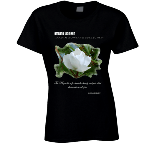 Magnolia Blossom Ladies T Shirt - Smiling Wombat