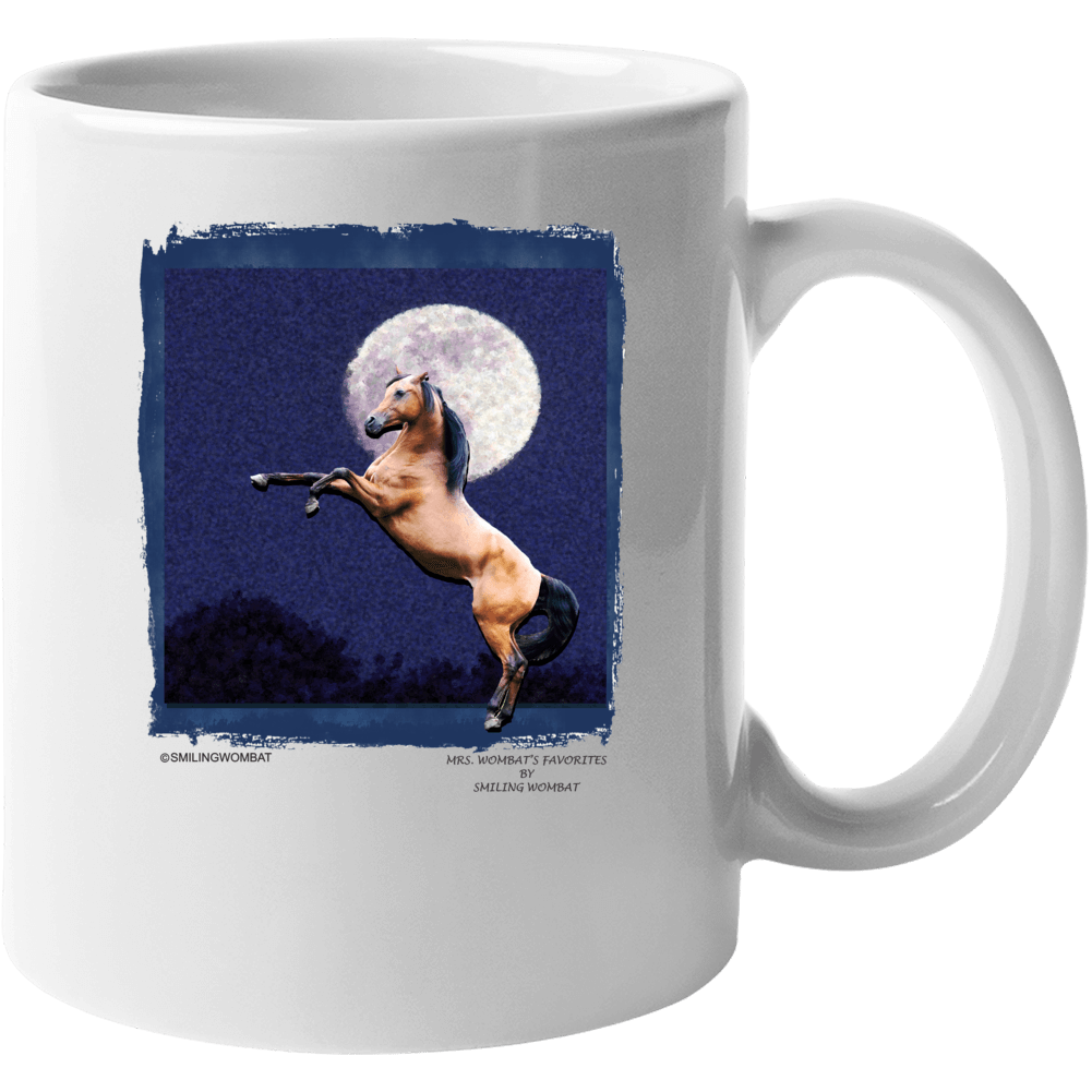 Beautiful Rearing Horse in Moon Light - Mug Collection Mugs Smiling Wombat