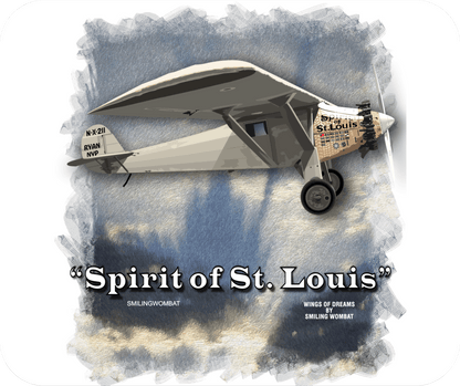 Spirit Of St. Louis - Famous Lindbergh Plane - Mousepad - Smiling Wombat