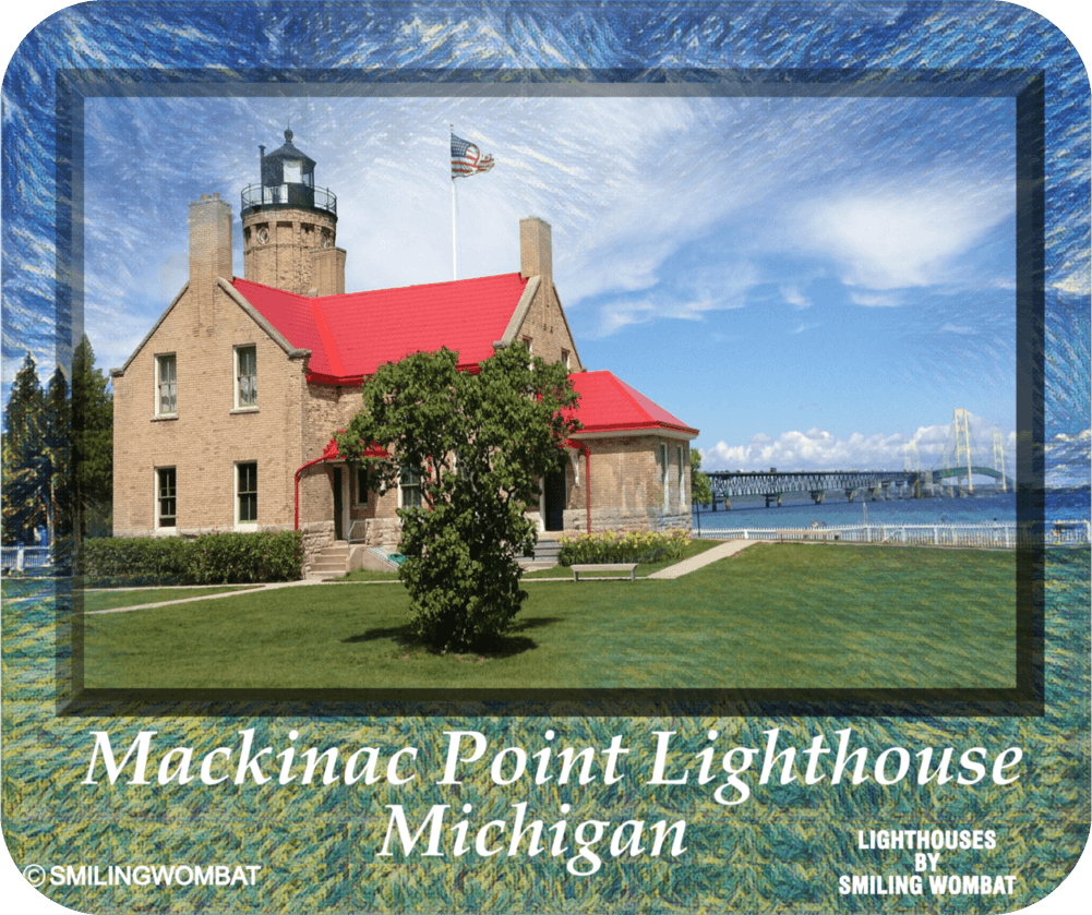 Mackinac Island Historic Lighthouse - Mousepad From Smiling Wombat Smiling Wombat
