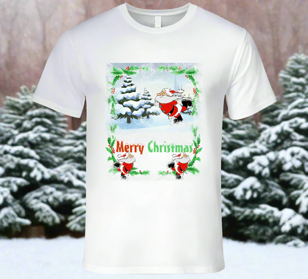 Merry Christmas Skating Santa T-Shirt and Sweatshirt collection - Shopify