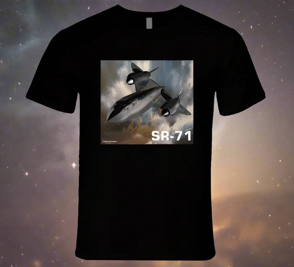 T-shirt: SR-71 Blackbird jet graphic on Smiling Wombat T-shirt