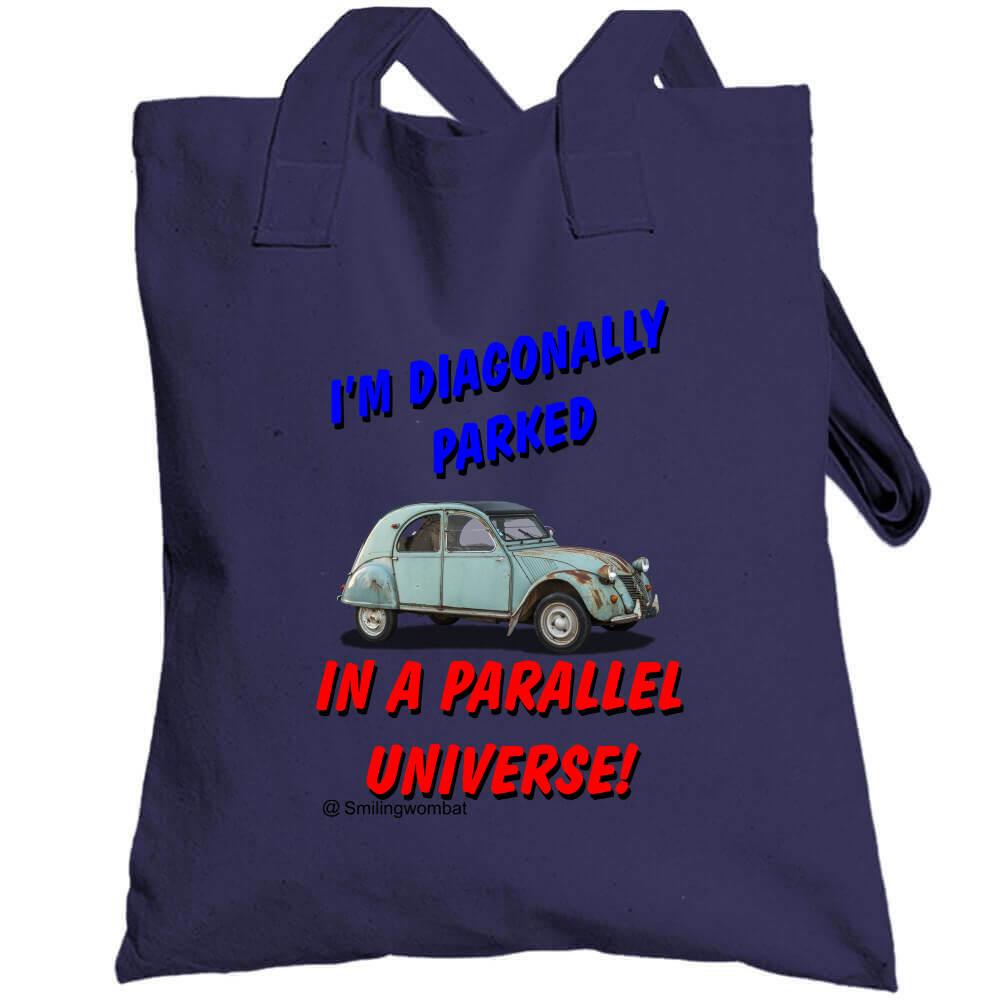 Custom Canvas Tote Bags - "Diagonally Parked" Tote bag - Smiling Wombat