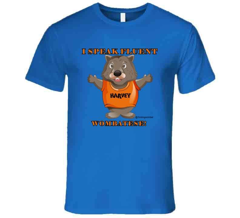 Multilingual Meaning Harvey Speaks Wombatese and other Languages T-Shirt - Smiling Wombat