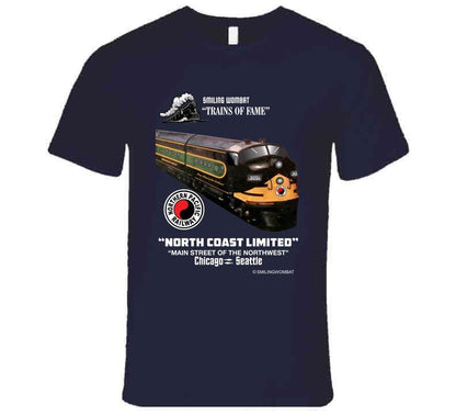 Northern Pacific Railroad History - "Main Street of the Northwest" Black/Navy T-Shirt - Smiling Wombat