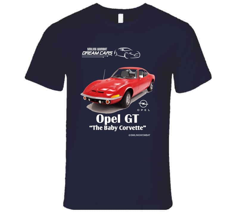 Opel GT 1900 "Baby Corvette" -Dark Colored T-Shirt T-Shirt Smiling Wombat