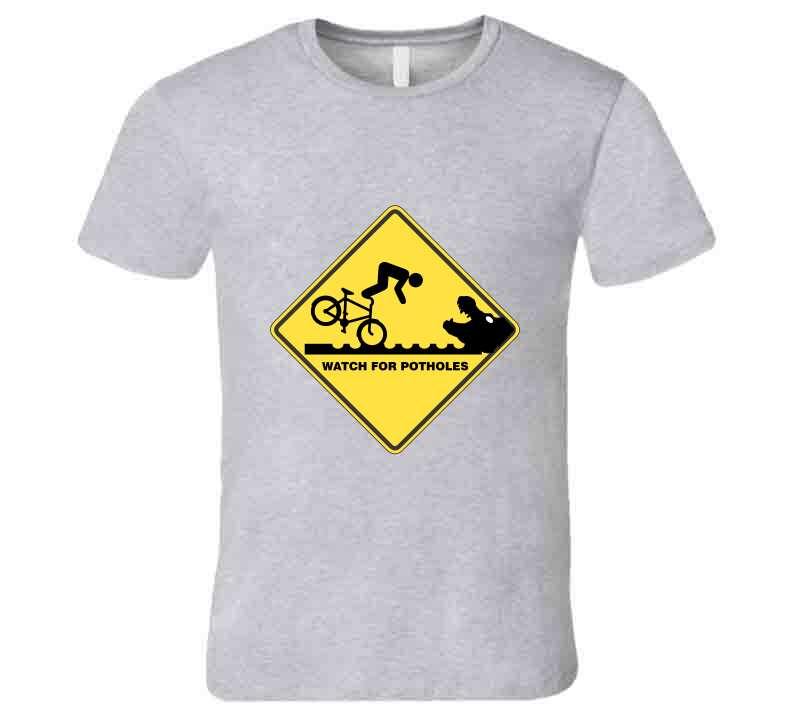 Bumpy Road Ahead - Watch Out for Potholes T-Shirt - Smiling Wombat