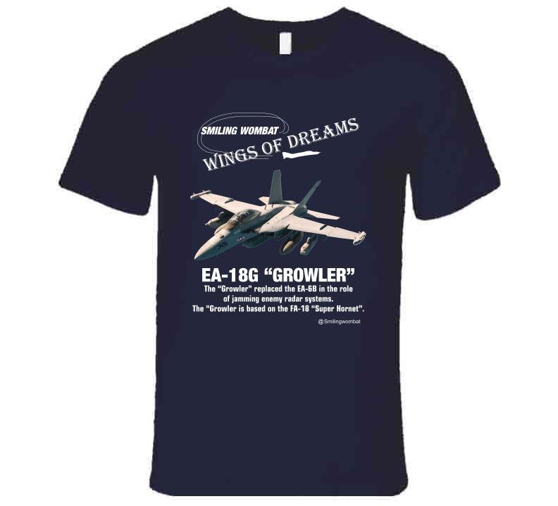 EA18 Growler - Black/Navy T Shirt T-Shirt Smiling Wombat