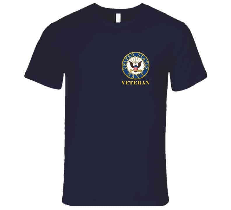 United States Navy Veteran - Left Chest Print Shirts - Smiling Wombat