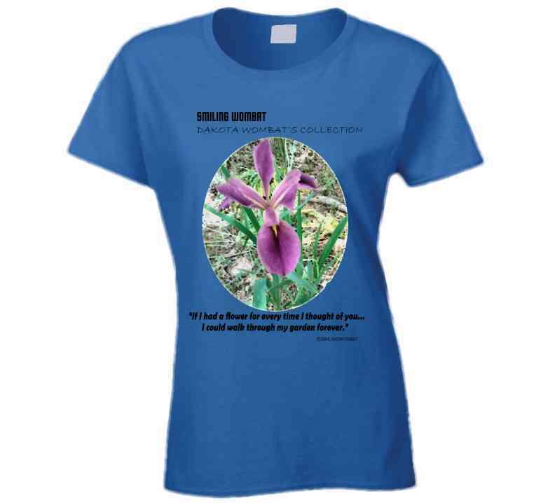 Purple Iris Ladies T Shirt T-Shirt Smiling Wombat