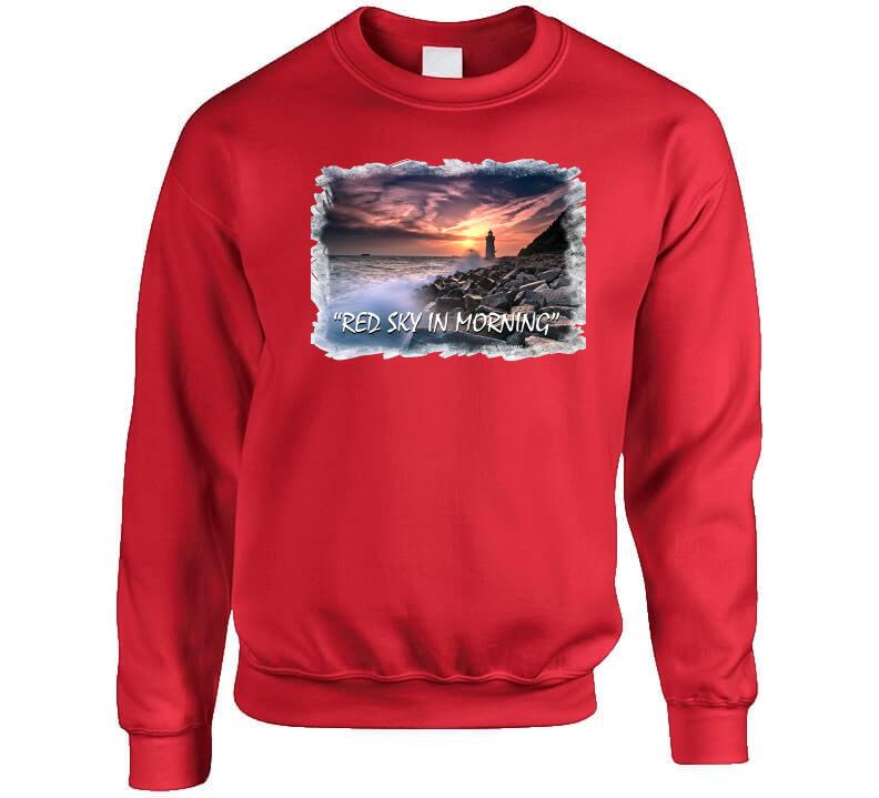 Red Sky In Morning T-Shirt and Sweatshirt Collection - Smiling Wombat
