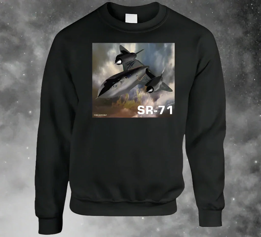 Sweatshirt: SR-71 Blackbird aircraft design on cozy Smiling Wombat sweatshirt