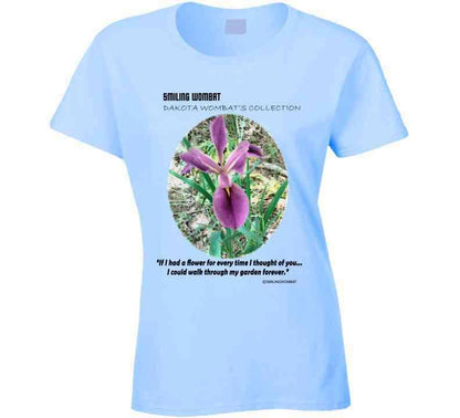 Purple Iris Ladies T Shirt - Smiling Wombat