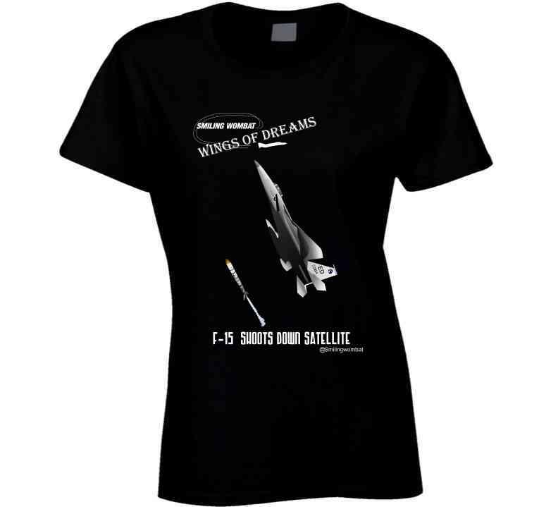 F15 Eagle- "Satellite Killer" Black/Navy T-Shirt T-Shirt Smiling Wombat