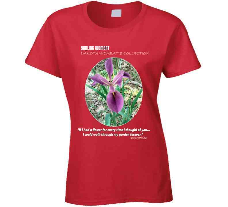 Purple IRIS Ladies T-Shirt T-Shirt Smiling Wombat