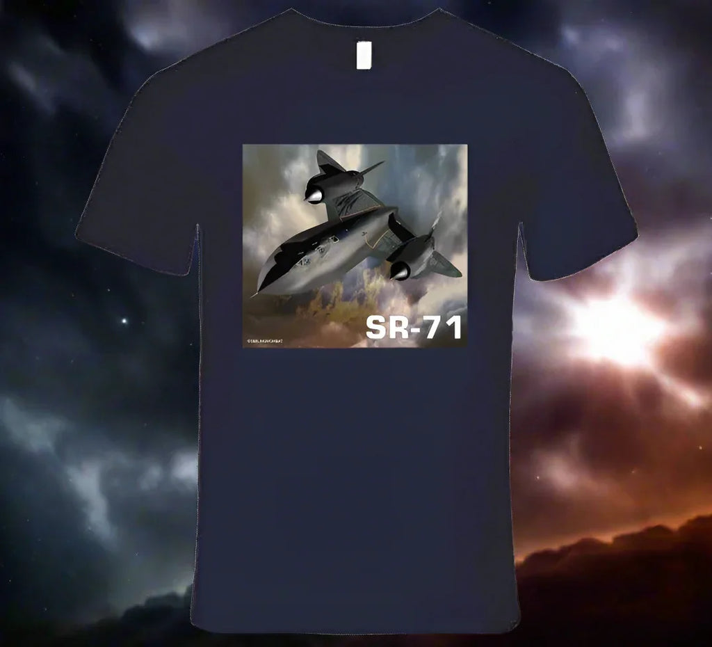 T-shirt: SR-71 Blackbird jet graphic on Smiling Wombat T-shirt