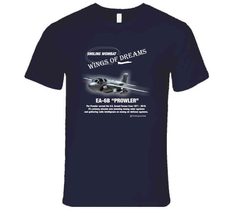 EA 6B Prowler - Black/Navy T-Shirt - Smiling Wombat