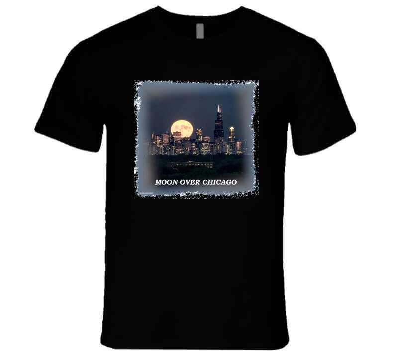 Moon Over Chicago T- Shirt and Sweatshirt Collection - Smiling Wombat
