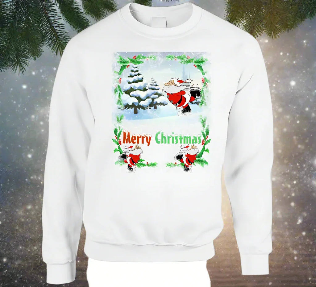 Merry Christmas Skating Santa T-Shirt and Sweatshirt collection - Shopify