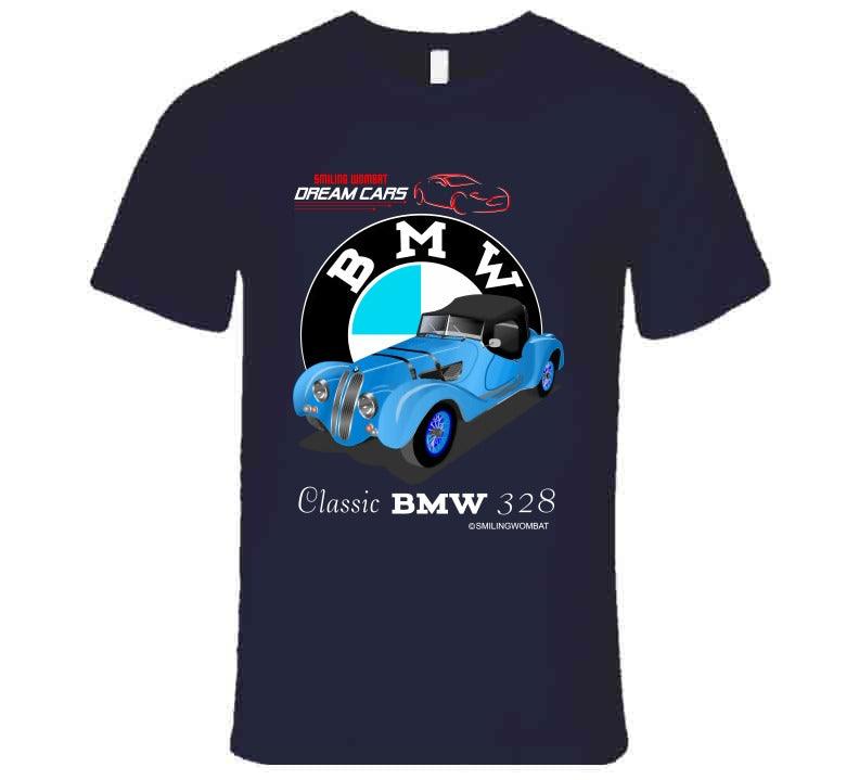 Classic BMW 328- Black/Navy T Shirt - Smiling Wombat