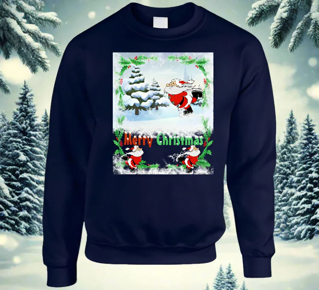 Merry Christmas Skating Santa T-Shirt and Sweatshirt collection - Shopify