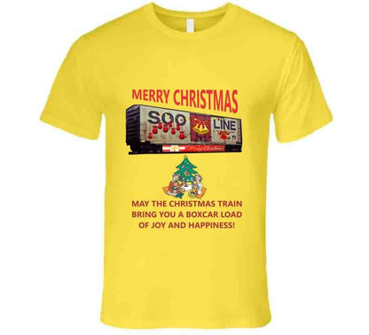 The Christmas Train - Bringing you a Boxcar of Fun T-Shirt - Smiling Wombat