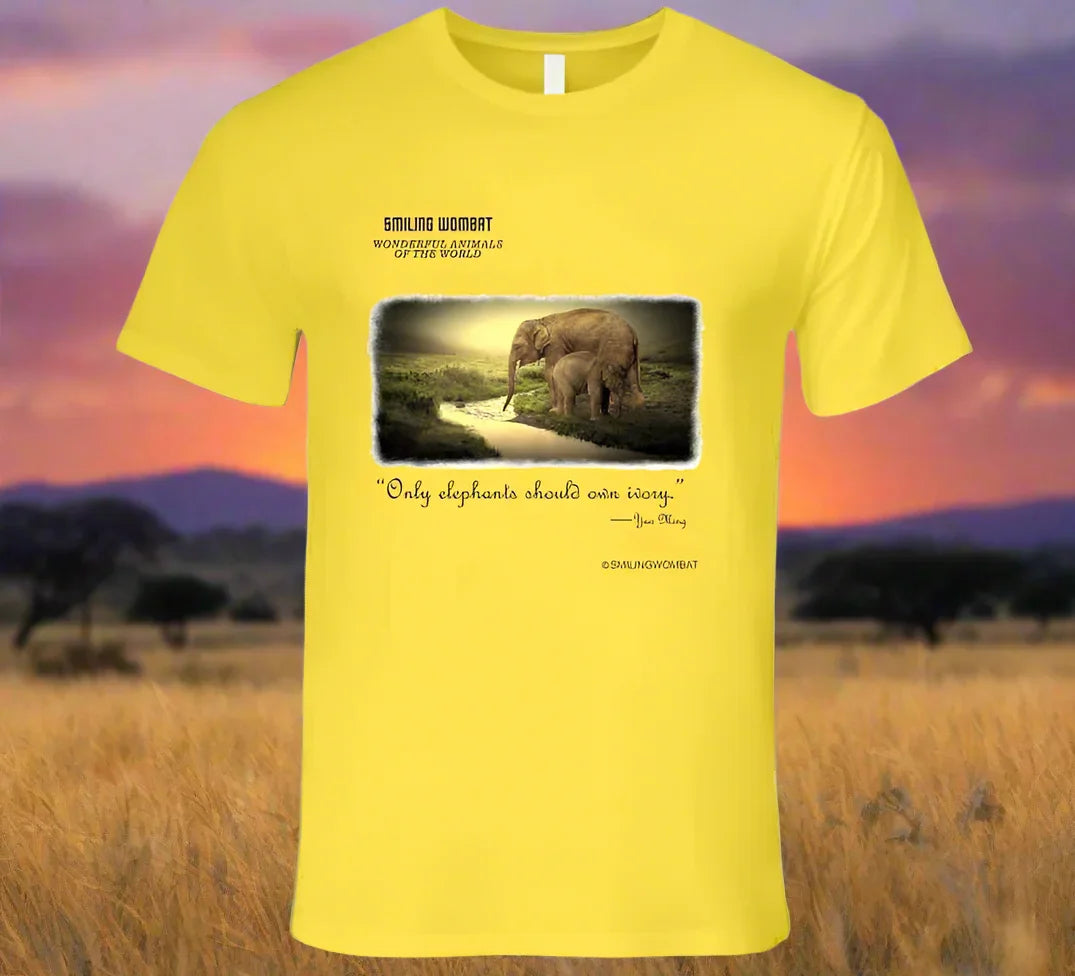 Female Elephant Mom and Baby enjoying a drink - T-Shirts - Shopify