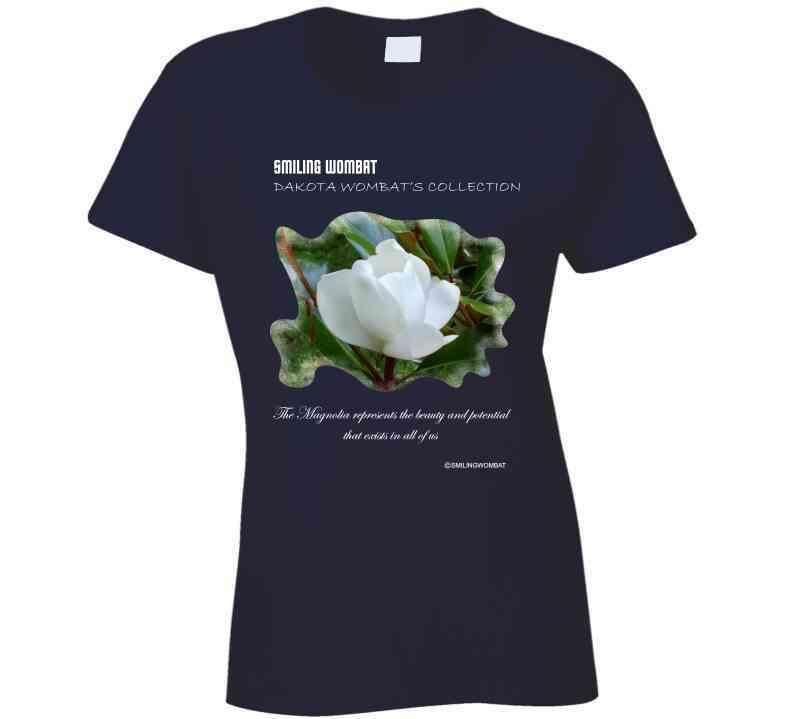 Magnolia Blossom Ladies T Shirt - Smiling Wombat