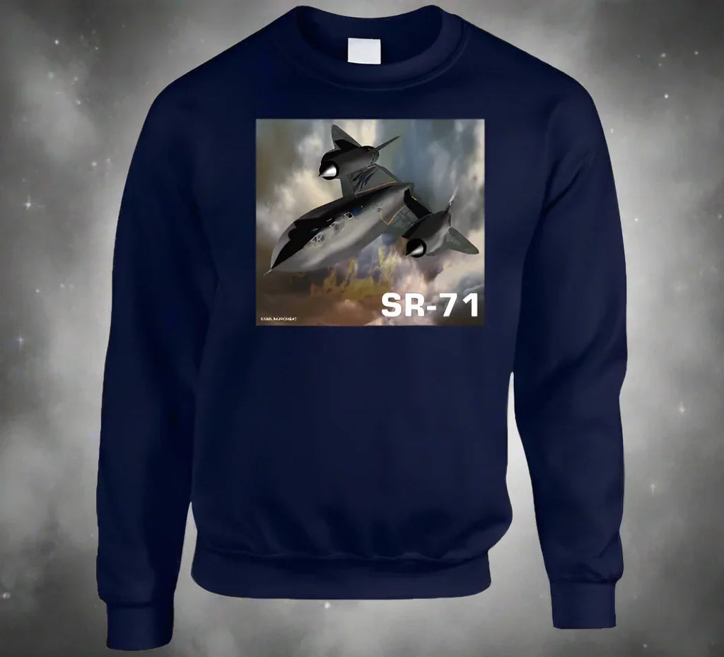Sweatshirt: SR-71 Blackbird aircraft design on cozy Smiling Wombat sweatshirt