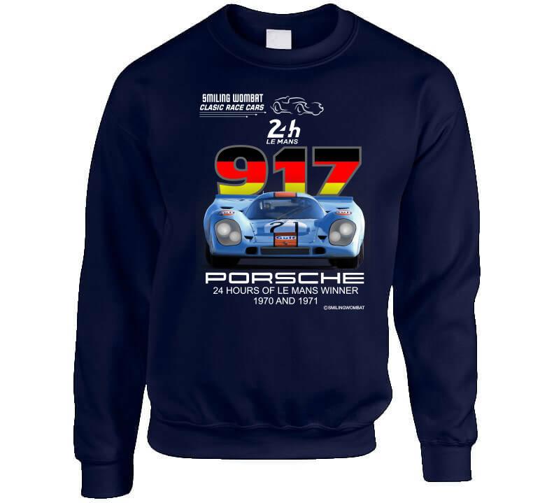 Porsche 917K Gulf | Le Mans Winner | T-Shirt | Smiling Wombat Crewneck Sweatshirt / Navy / 2 X-Large
