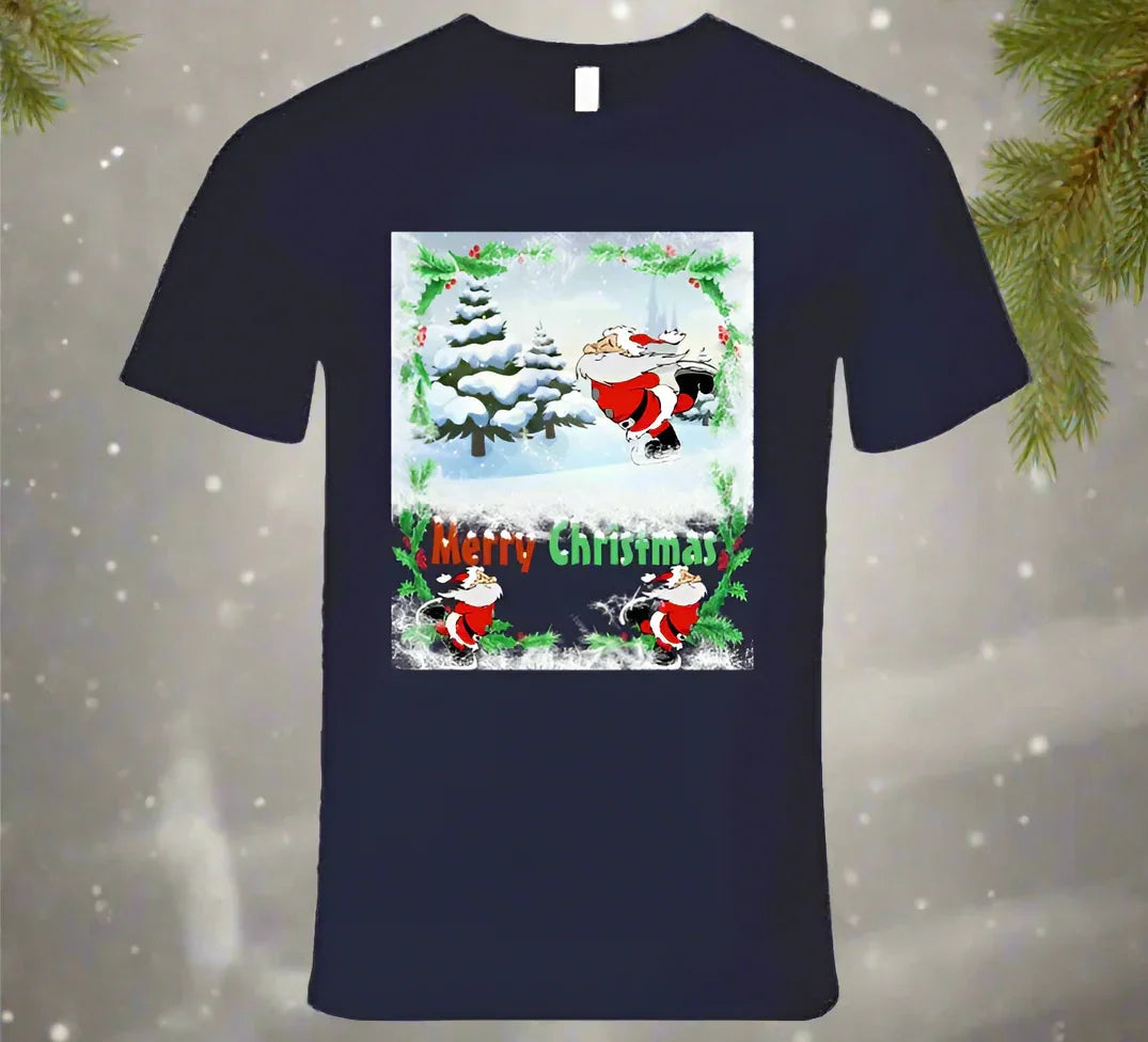 Merry Christmas Skating Santa T-Shirt and Sweatshirt collection - Shopify