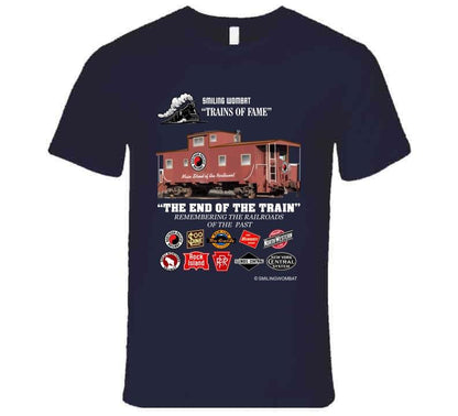 RR Fallen Flags "End Of Train" Caboose Black/Navy T-Shirt - Smiling Wombat